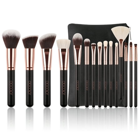 Pro Makeup Brushes Set, Docolor 15 Pcs Classic Goat Bristles Makeup Brush Kit with Cosmetic (Best Cosmetic Brush Set)