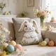 thumbnail image 5 of Almohadas lumbares con estampado de conejitos blancos, incluye funda de almohada e inserto, cojín de respaldo extraíble y lavable para sofá cama, oficina, siesta, funda de almohada corta de felpa., 5 of 6