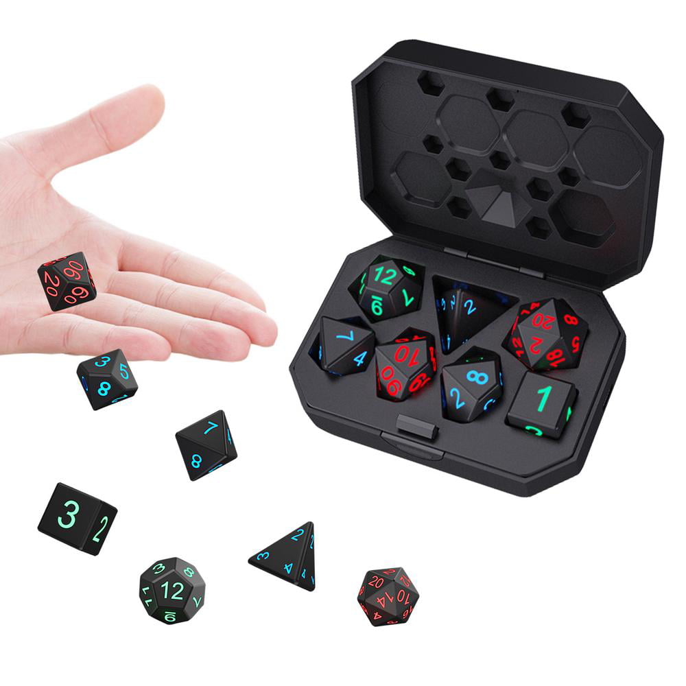 Multi-Sided Dices Glow In The Dark Die with Dice Cup Set Game Accessory 