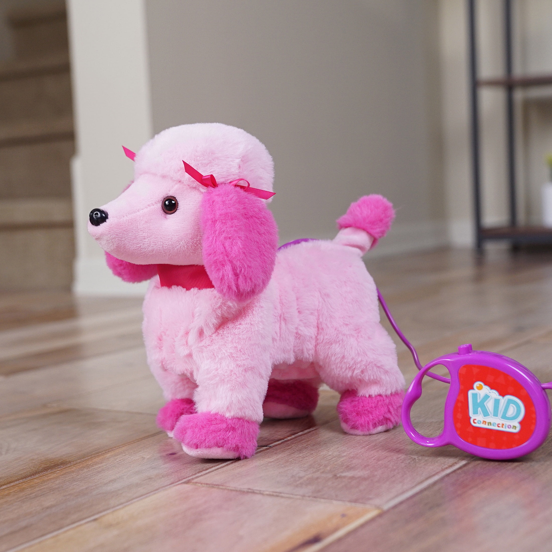 Toy Pink Poodle Puppy Dog on Leash Dances Walks Wags Tail to Pop Songs 9" 