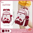thumbnail image 3 of Cute Casual College School Bookbags, Large‑Capacity Lightweight Backpack, Travel Daypack for Teens, Wine Red, 3 of 7