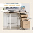 thumbnail image 3 of Foldable Computer Desk with Drawers – Natural Wood Writing Desk for Home Office, Bedroom & Small Spaces – Compact Storage Shelf & Wheels, 3 of 7