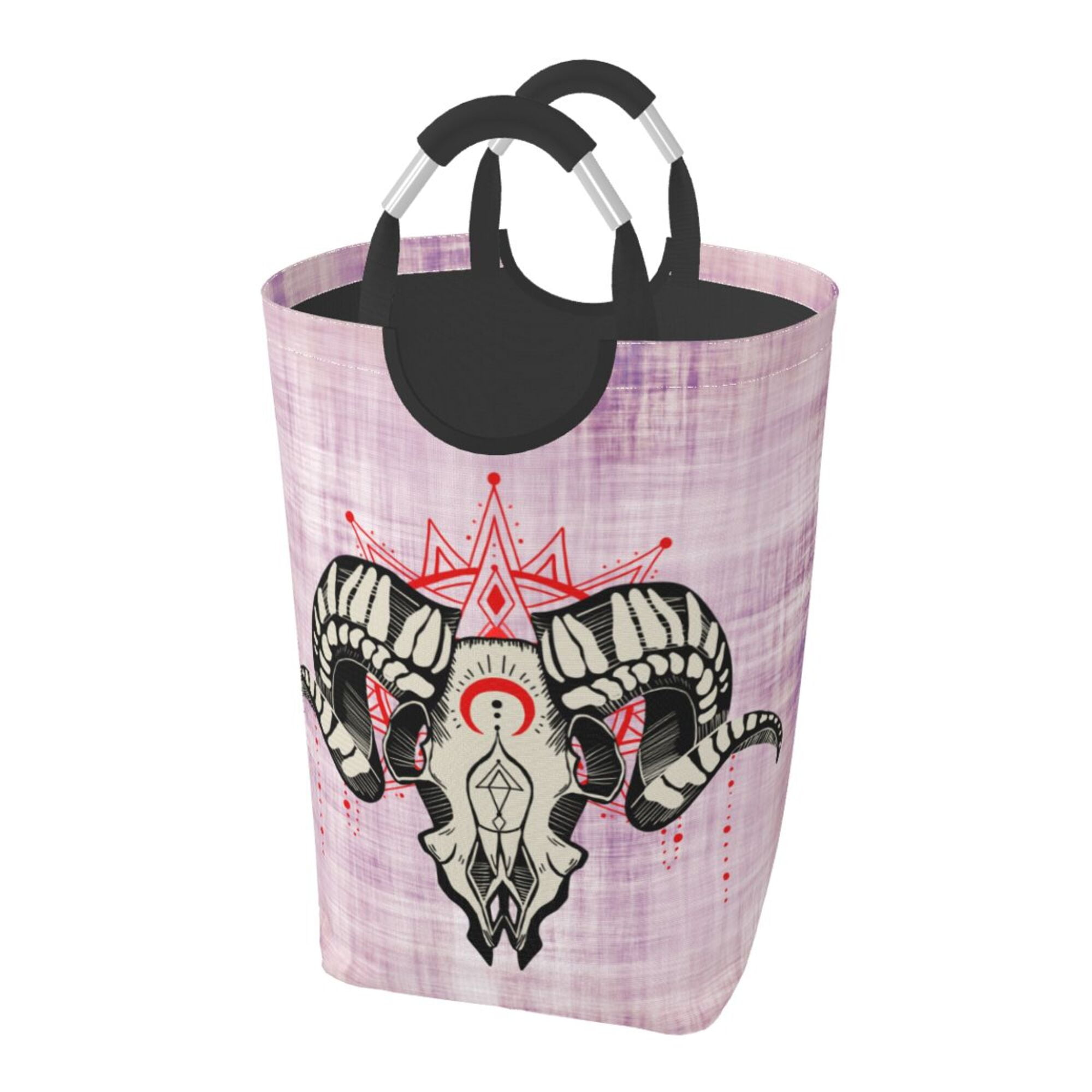 Pink Peony Skull Laundry Basket