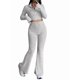 thumbnail image 2 of Conjunto de Dos Piezas para Mujer, Pantalón Corto de Larga con Cremallera y Pantalones, Chándal Sexy y Ajustado para Estar en Casa. Gris L, 2 of 7