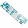 thumbnail image 3 of Hominter Glossy Glass Tile with Ice Crack Effect Resin Shell Beach Style Iridescent Blue Versailles Pattern Elegant Mosaic Kitchen Backsplash Bathroom Shower Wall Tiles (3x12 Sample), 3 of 4