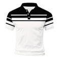 thumbnail image 5 of Men's Short Sleeve T Shirt, Button Down Lapel Collar Casual T Shirt, Soft Breathable Slim Fit Summer Top for Vacation, Travel, Work and Daily Wear Black L, 5 of 5