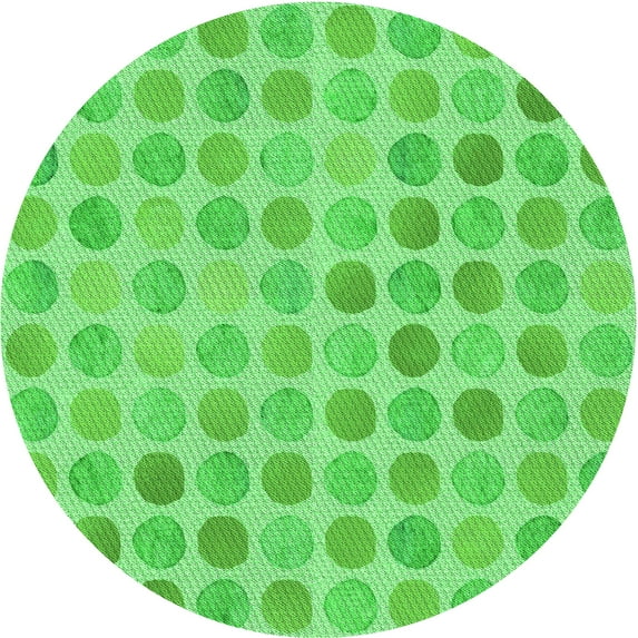 Ahgly Company Machine Washable Indoor Round Transitional Neon Green Area Rugs, 4' Round
