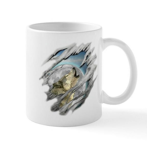 CafePress - Torn Wolf Mug - 11 oz Ceramic Mug - Novelty Coffee Tea Cup
