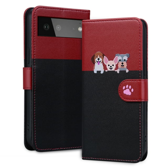 Compatible with Google Pixel 6 Cute Animals Pattern Wallet Case with Card Slots Flip Cover