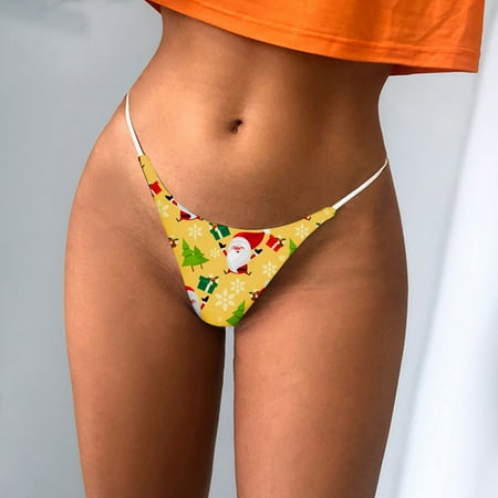 

Yubatuo Lingerie for Women Casual Sexy Underwear Christmas Print Low Waist G-String Underpants