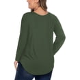 thumbnail image 4 of JYLFC Plus Size Shirts for Women Criss Cross Neck Long Sleeve T-Shirts, Army Green 3XL, 4 of 4