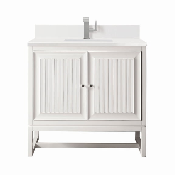 James Martin Vanities E645-V36-1Wz Athens 36" Single Basin Poplar Wood Vanity Set - White