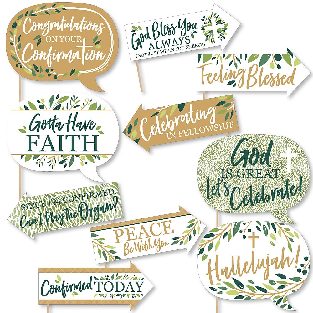 Funny Confirmation Elegant Cross - Religious Party Photo Booth Props Kit - 10 Piece&nbsp;