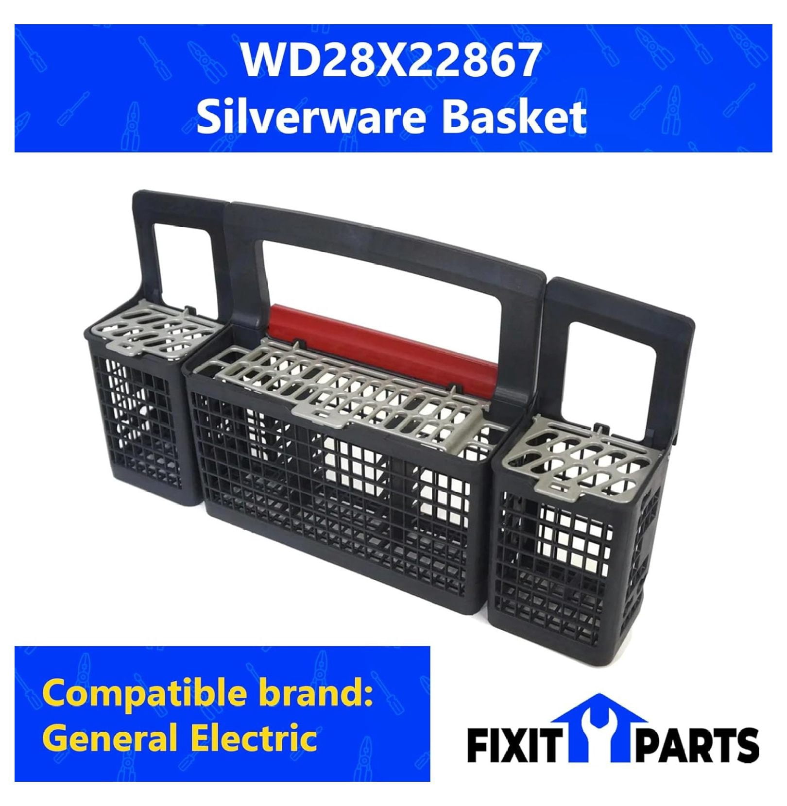 US-Based Supplier - WD28X22867 Dishwasher Silverware Basket Assembly - Compatible With Appliances Dishwasher - Replaces WD28X20151 WD28X20152 WD28X20154 WD28X20155 WD28X22624 WD28X22625 4466845