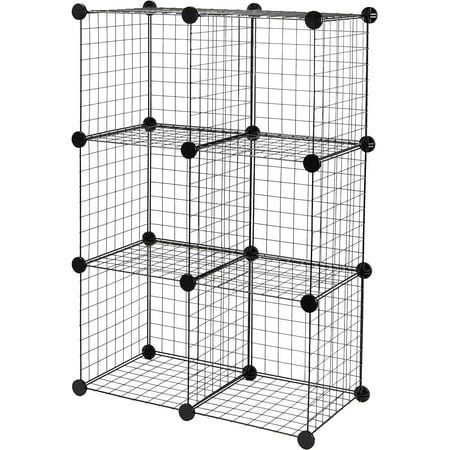 

6-Cube Wire Grid Stackable Storage Shelves 12 x 12-Inches Black 12.6 D x 26 W x 38 H
