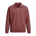 thumbnail image 5 of Quarter Zip Pullover Men 2026 Fall Winter Long Sleeve Plain Waffle Knit Lapel Collar Pullover Sweatshirt, 5 of 5