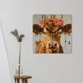thumbnail image 3 of 10 Inch Wall Clock Battery Operated Square Clock for Office, Kitchen, Outdoor, Living Room,Farmhouse Cow Flower Wooden Multicolor, 3 of 4