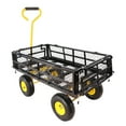 thumbnail image 4 of Gzxs Large Steel Multifunctional Garden Cart with 4 Detachable Double Side Plates, 600LBS Load 4-Wheeled Trailer can be Used in Farms, Warehouses （Black+Yellow）, 4 of 8