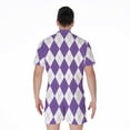 thumbnail image 2 of White And Purple Argyle Pattern Short Sleeve Men'S Rompers, Checkered Caro Plaid Tartan Casual Summer Jumpsuits Outfit, 2 of 4