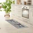 thumbnail image 2 of Gray Black Wool Effect Wildflowers Kitchen Mat & Runner Rug Set of 2, 2 of 5
