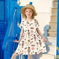 thumbnail image 2 of Christmas Nutcracker Leave Heart Snowflake Short Sleeve Dress A-Line Cute Midi Casual Sundress 2-8 Years, 2 of 6