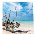 thumbnail image 3 of Ambesonne Landscape Shower Curtain, Seascape Sandy Beach, 69"Wx75"L, Turquoise Sky Blue, 3 of 5