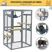 COZIWOW Catio Outdoor Cat Enclosure Window Access, Wooden Cat House Cage Indoor