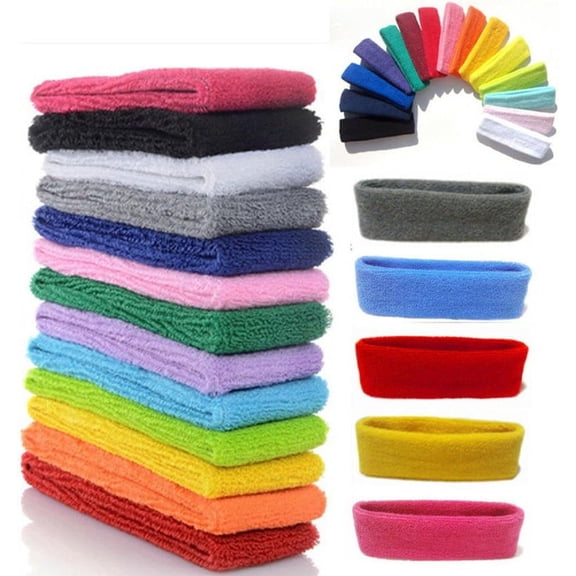 TUWAFE 12 Packs Wicking Stretchy Athletic Sweatband/Sport Headbands/Head Wrap/Yoga Headband/Head Scarf/Hairband for Sports Or Fashion,Towel Material