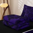 thumbnail image 5 of Homewish Spooky Halloween Bat Zipper Queen Comforter Set with Fitted Sheet and 2 Pillowcases,Rustic Damask Print Zipper Bedding Set,Violet Black,Black Reversible,4-Piece, 5 of 7