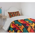 thumbnail image 4 of Ambesonne Grunge Quilted Bedspread Set 2 Pcs, Mosaic Style Zigzag Lines, Twin Size, Teal Vermilion Plum, 4 of 6
