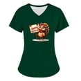 thumbnail image 4 of Uaswgudfs Women's Thanksgiving Scrub Tops - V-Neck Short Sleeve Nursing Workwear Green S, 4 of 7