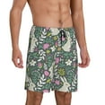 thumbnail image 2 of Pofeuu Retro Bunny Floral Print Men's Soft Woven Elastic Waistband Sleep Pajama Short-Medium, 2 of 6