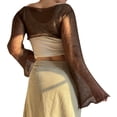 thumbnail image 3 of Cathalem Pull pour Femmes, Polo à Col en V, Haut Décontracté Chic, Marron L, 3 of 5