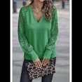 thumbnail image 4 of Camisas de Larga para Mujer, Blusas de Encaje con Cuello en V, Blusas Informales de Negocios, Conjuntos de Moda de Otoño, Ropa Verde L, 4 of 7