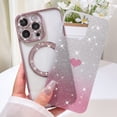 thumbnail image 3 of Jueaes for iPhone 14 Pro Max Case Magnetic, Compatible with Magsafe Glitter Bling Diamond Plating Camera Protection Phone Case with Screen Protector for Girls Women, Pink, 3 of 5