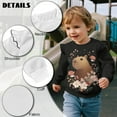 thumbnail image 7 of Xixirimido Capybara Floral Black Print Girls Toddler Sweatshirt Long Sleeve Ruffle Shoulder Pullover Sweater Graphic Crewneck Top Cozy Fall Winter Clothes, for 4-5T, 7 of 7