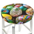 thumbnail image 3 of Fotbe Easter Eggs Pattern Stool Covers Round,Waterproof Round Bar Stool Covers Bar Chair Covers Washable Stool Cushion Slipcover for 12-14 Inch Chair-12 inch, 3 of 7