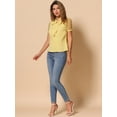 thumbnail image 2 of DARING DIVA V Neck Stand Collar Short Mesh Sleeve Blouse M Yellow, 2 of 6
