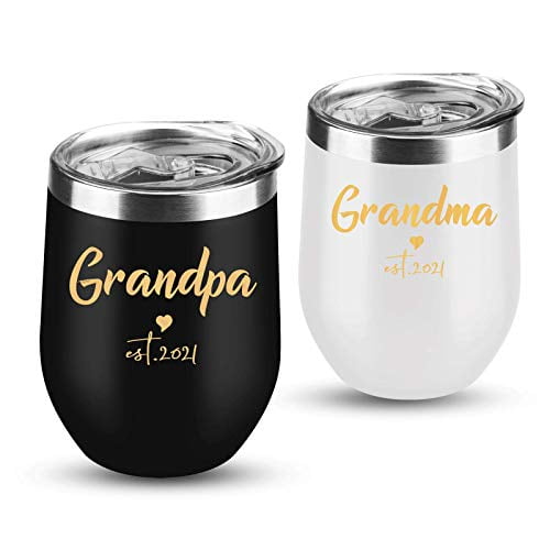 Download Grandparents Gifts Grandpa And Grandma Est 2021 Wine Tumbler Set Grandma Gifts For Women Mimi Grandmother Mom Mother S Day Birthday Grandpa Gifts For Men Father S Day 12 Oz Black And White
