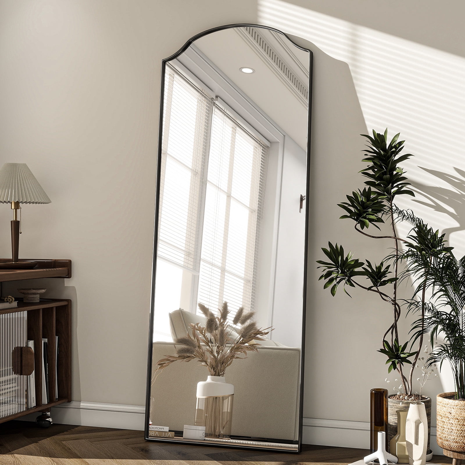 AUROMIR 65"x24" Full Length Mirror Floor Mirror Freestanding Wall-Mounted Mirror,Black