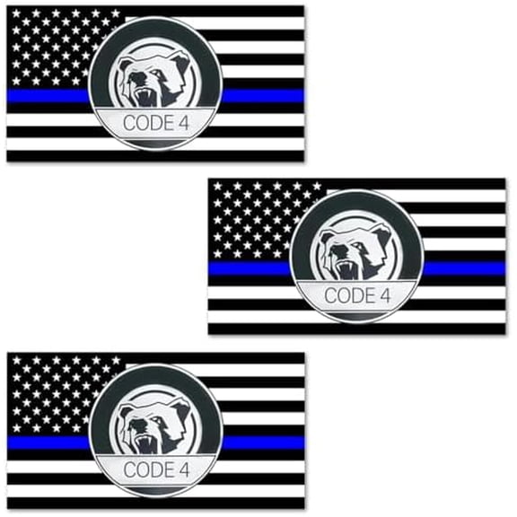 3PCS Thin Blue line Sticker Code 4, American Flag Thin Blue Line Car Decal, Police Support Stickers, for Cars Trucks Window Laptop