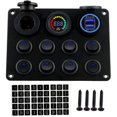 thumbnail image 1 of Enchufe de cargador USB dual 4,2 A + toma de corriente de 12 V + voltímetro LED + interruptor de palanca de encendido y apagado de 8 bandas Panel multifunción para coche, barco, RV, ATV, camión,, 1 of 5