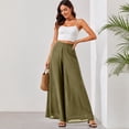 thumbnail image 7 of Women's Chiffon Pants Dressy High Waist Flowy Palazzo Pants Summer Boho Wide Leg Casual Trousers Army Green L, 7 of 7