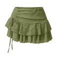 thumbnail image 5 of Wxolcjlv Womens Lace Ruched Mini Skirt Drawstring Side Tiered Ruffle Hem Evening Skirts, 5 of 6