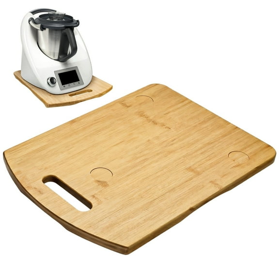Wooden Sliding Board for Thermomix TM5 and TM6, Wood Kitchen Appliance Tray with Handle and Protective Pads, Stable Wood Thermomix Accessories, 15.6 x 11.2 x 1.1 inches