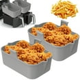 thumbnail image 1 of 2 Pack Friteuse à Air Chaud Pot en Silicone avec Poignée Réutilisable Rectangulaire Poêle Double Panier Friteuse à Air Four Micro-Ondes Doublure (Rouge), 1 of 10