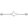 thumbnail image 2 of Body Candy Womens 14G Stainless Steel Helix Cartilage Earring White Maple Leaf Industrial Barbell 1 1/2", 2 of 3