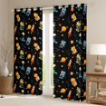 thumbnail image 2 of Manfei Cute Dinosaur Astronaut Black Out Curtains,Cartoon Rocket Planet Curtains Pack of 2 (42x63 Each),Kawaii Stars Print Bedroom Curtains For Boy,Ultra Soft Home Decor, 2 of 6