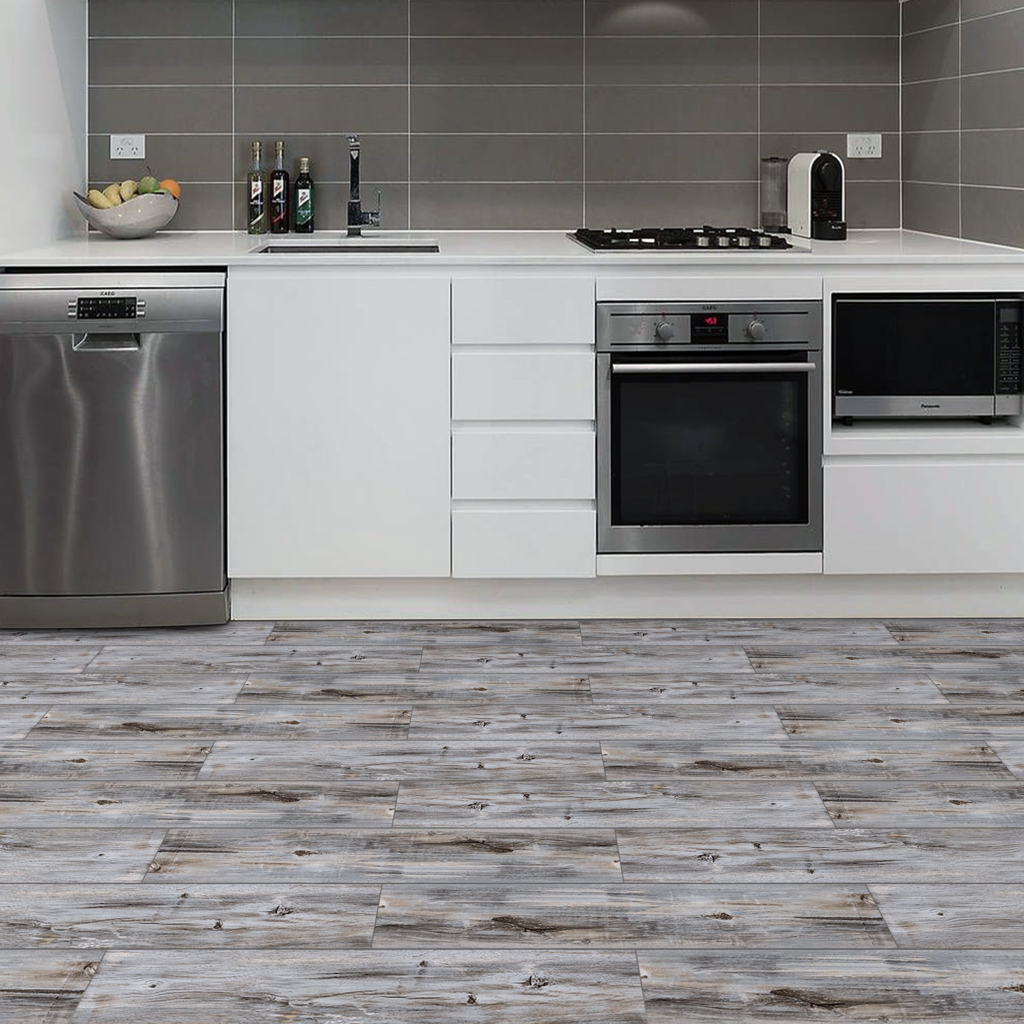 UMIGGEE Multi-color Vinyl Flooring 6"x35" (10-pcs) Peel and Stick Floor Tile Self-Adhesive DIY Flooring Tiles Grain Feel for Kitchen Dinning Room Bedroom Home Decoration (Cover 14.5 Sq. ft)