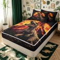 thumbnail image 2 of meiyoeat Vintage Dino Zipper Full Size Comforter Sets with Fitted Sheet and 2 Pillowcases for Men Boys, Volcanic Wildlife Zipper Bedding Set, Black Orange, Black Reversible, 4 Pieces, 2 of 7